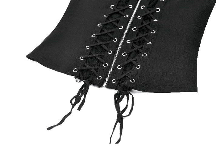 Punk Eyelet Zip Lace Zip Tank Top
