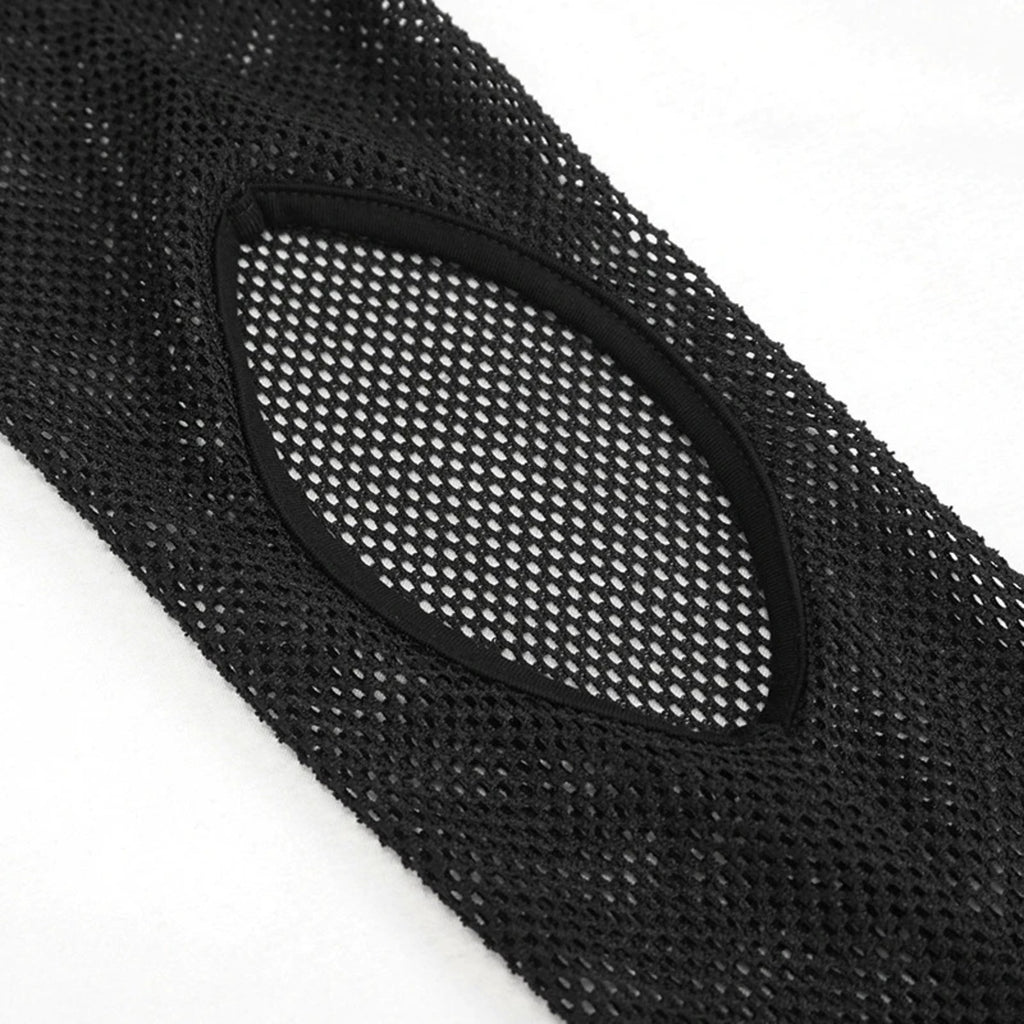 Pentagram Net Sleeve Shoulder Cutout Top