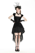 Velvet Lace Train Party Dress