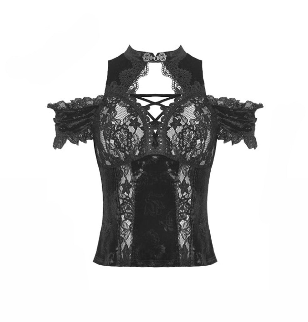 Sexy Shoulder & Chest Lace Cut Blouse