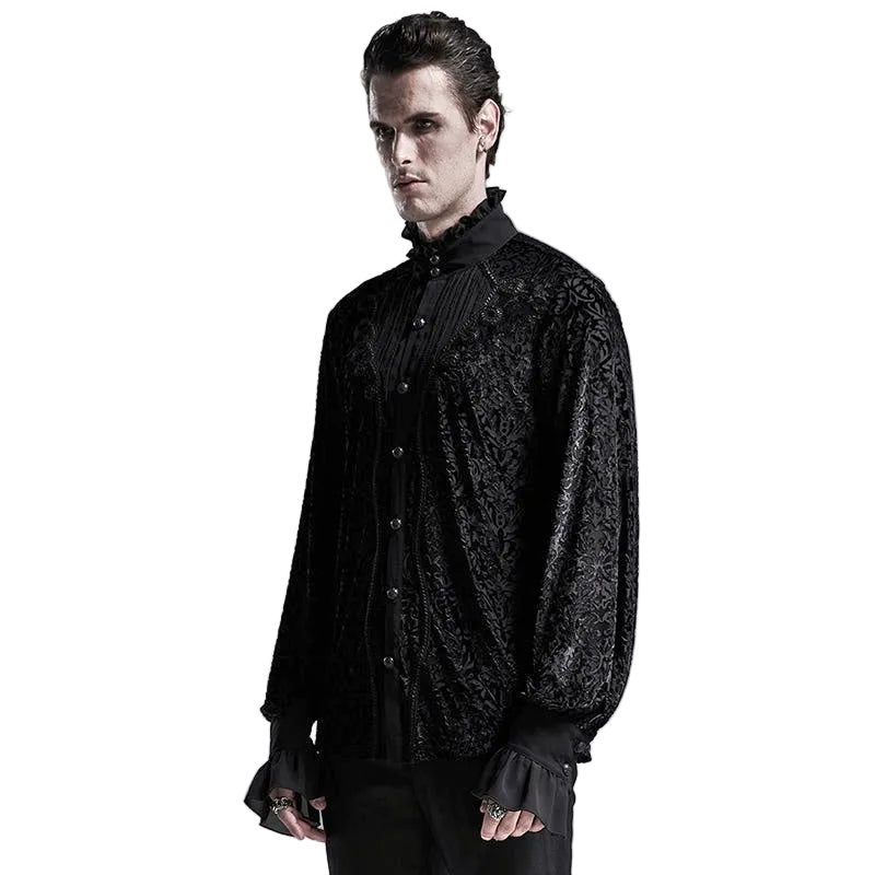 High Neck Gothic Patterned Shirt