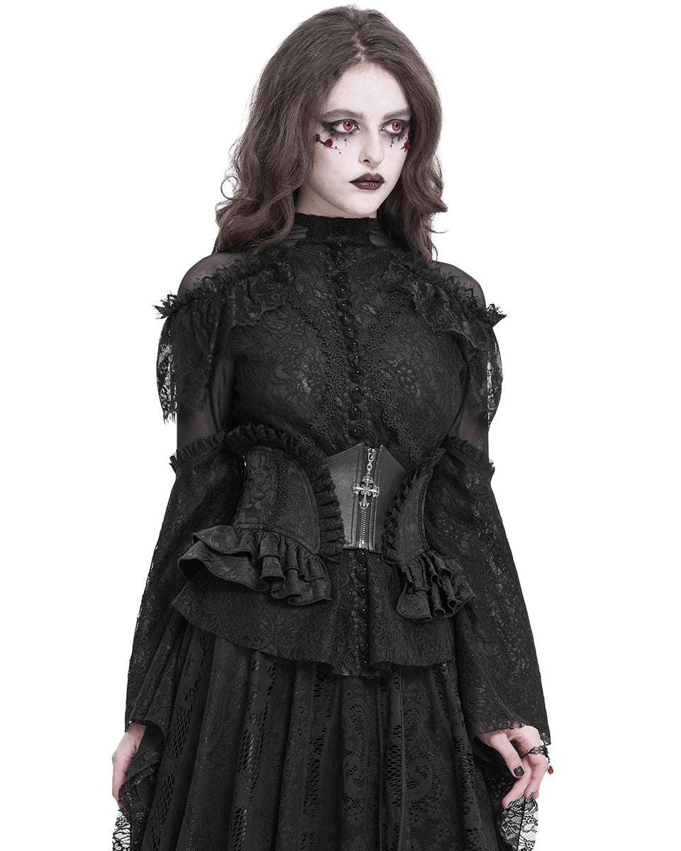 Crucifix Rose Frill Corset Belt