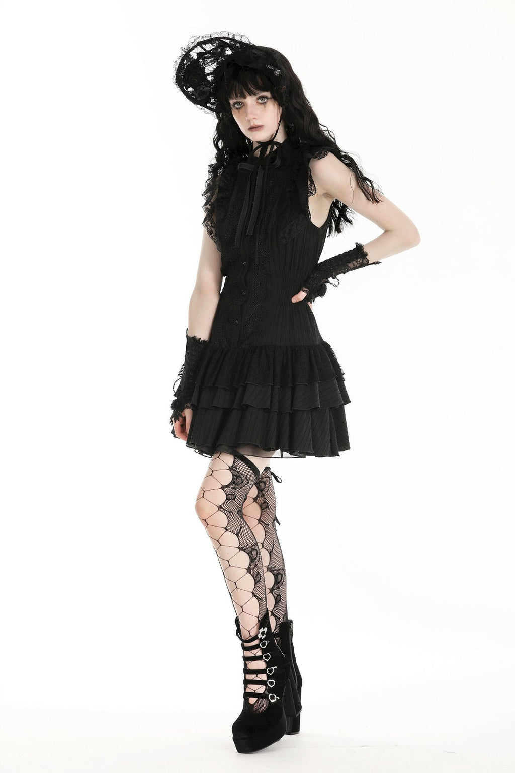 Frilly Sleeveless Doll Shirt Dress