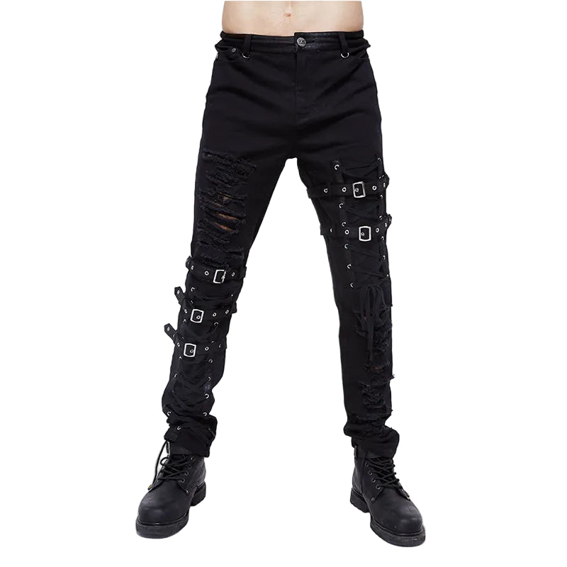 Ragged Punk Buckle Trousers