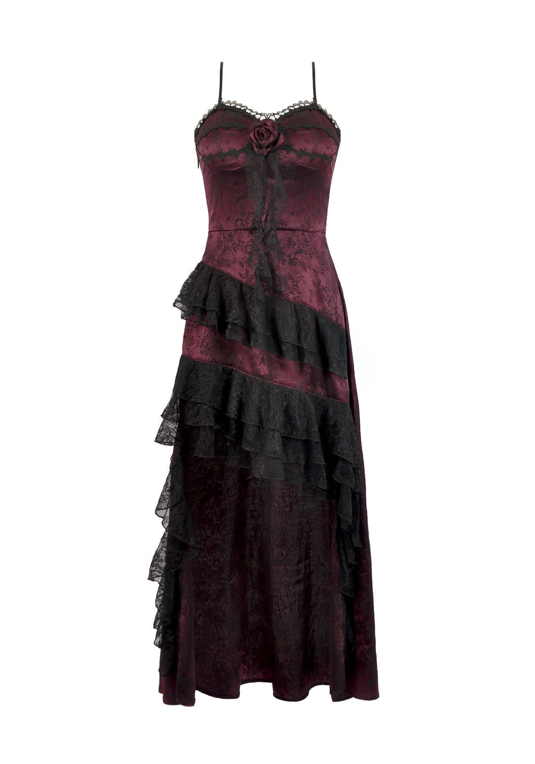 Red Rose Ruffle Asymmetrical Dress