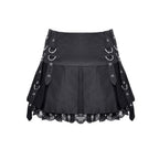 Punk Metal Strap Mini Skirt
