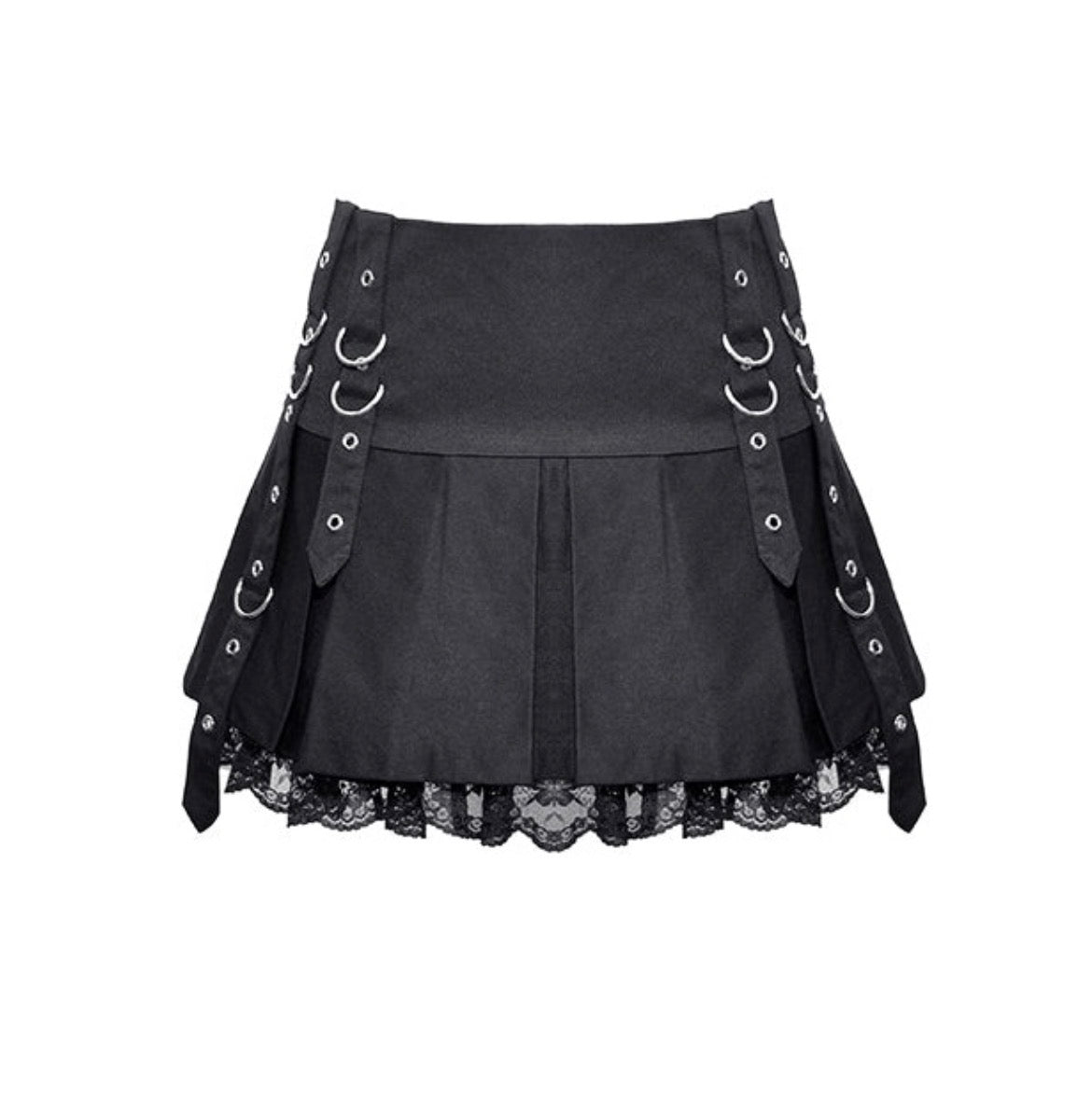 Punk Metal Strap Mini Skirt