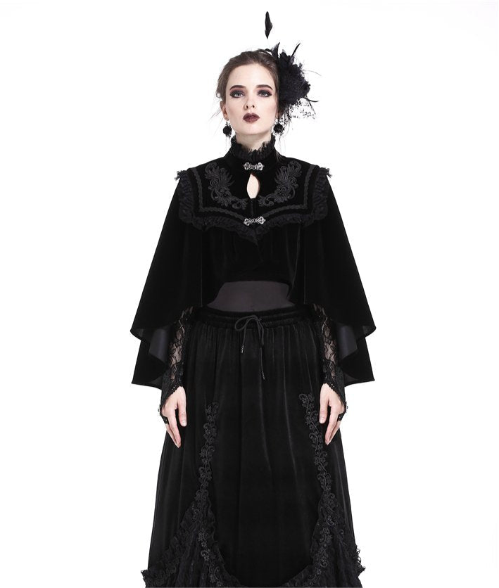 Elegant Collar Velvet Cape