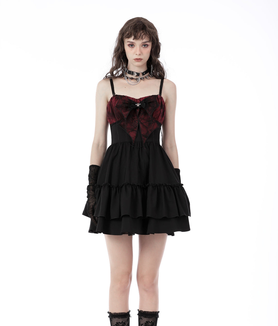 Lace Bow Cobweb Mini Dress