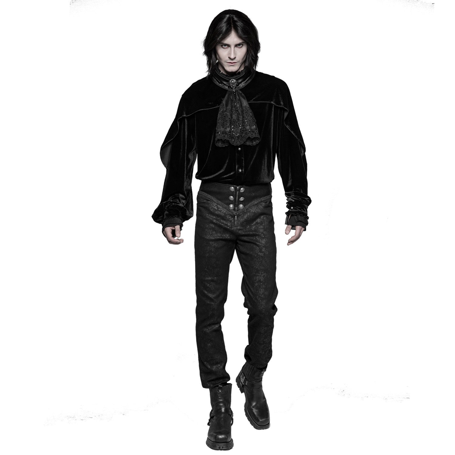 Victorian Button Leather Design Trousers