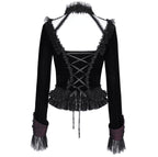Gothic Cut Out Lace Hem Blouse