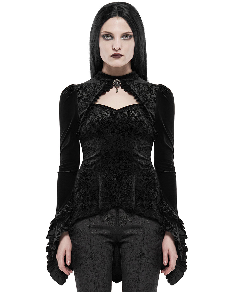 Velvet Cutout Jewel Blouse