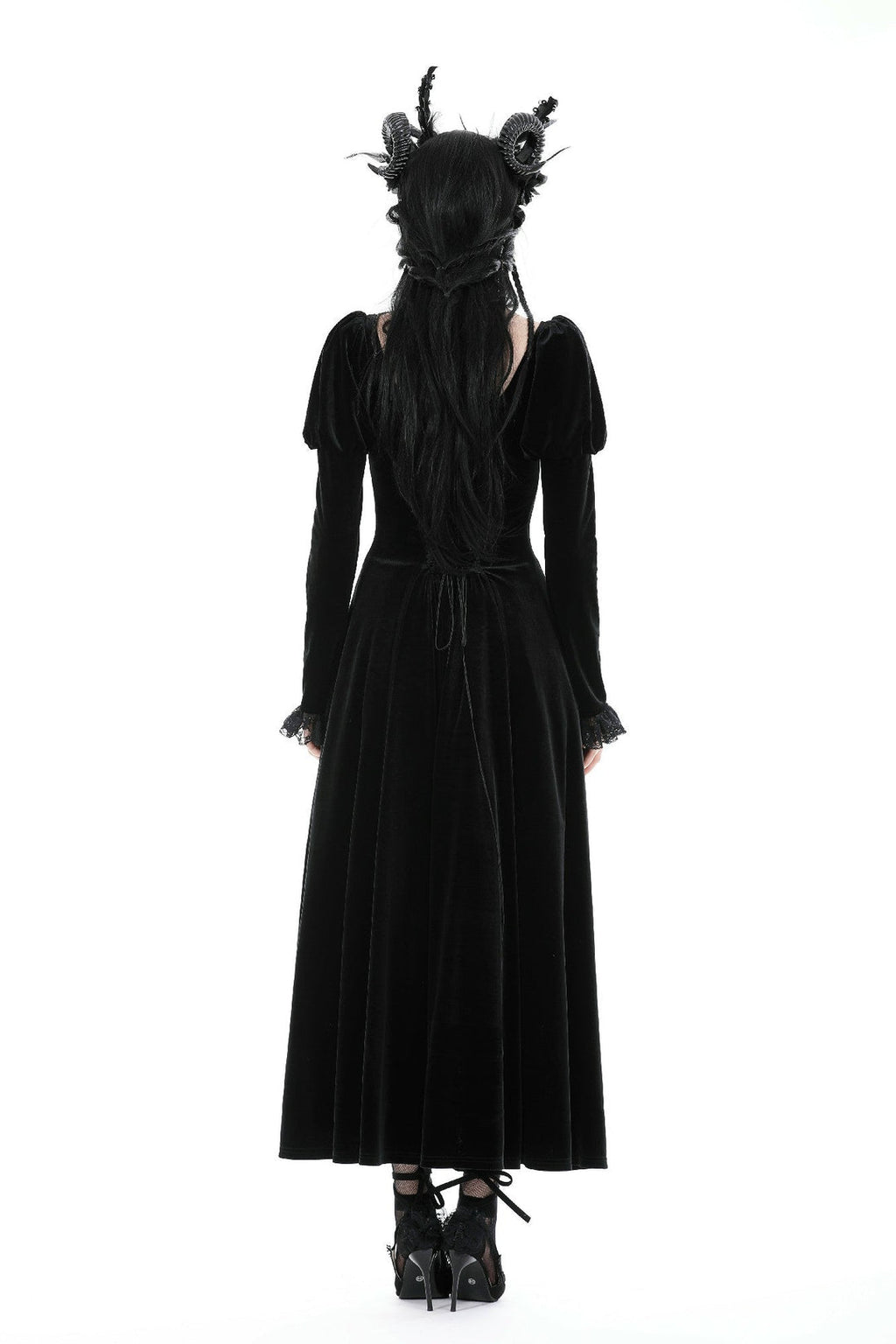 Velvet Ruffle Hi-Lo Dress