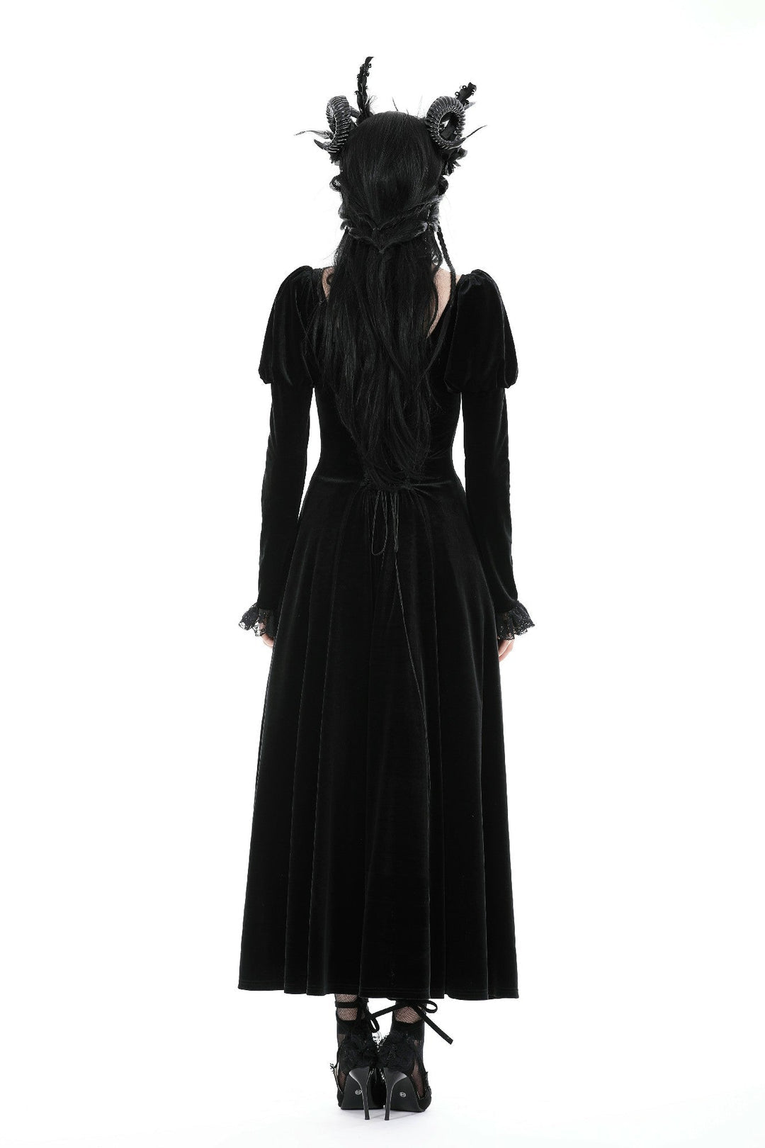 Velvet Ruffle Hi-Lo Dress