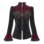 Black & Wine Chained Velvet Jacket