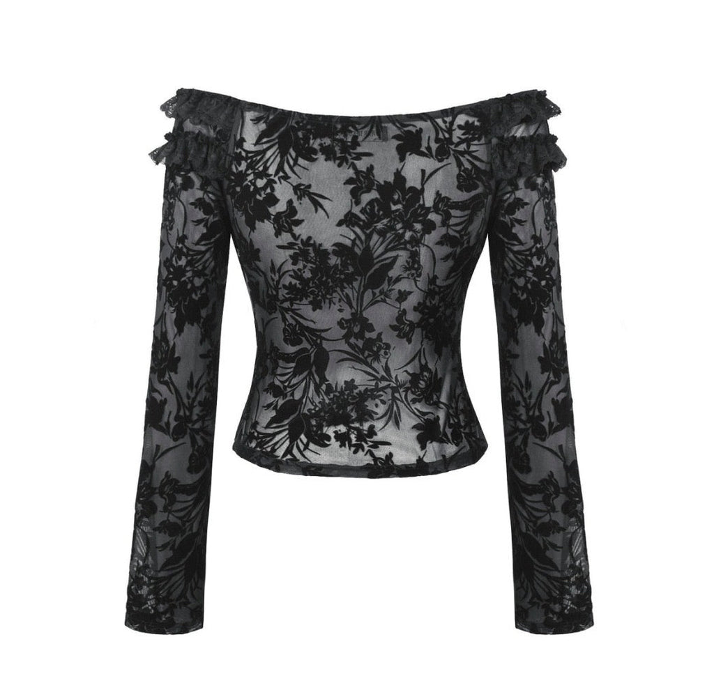 Flower Vine Bardot Frill Blouse