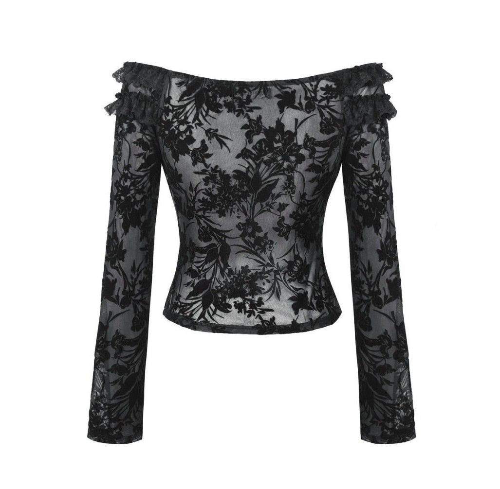 Flower Vine Bardot Frill Blouse