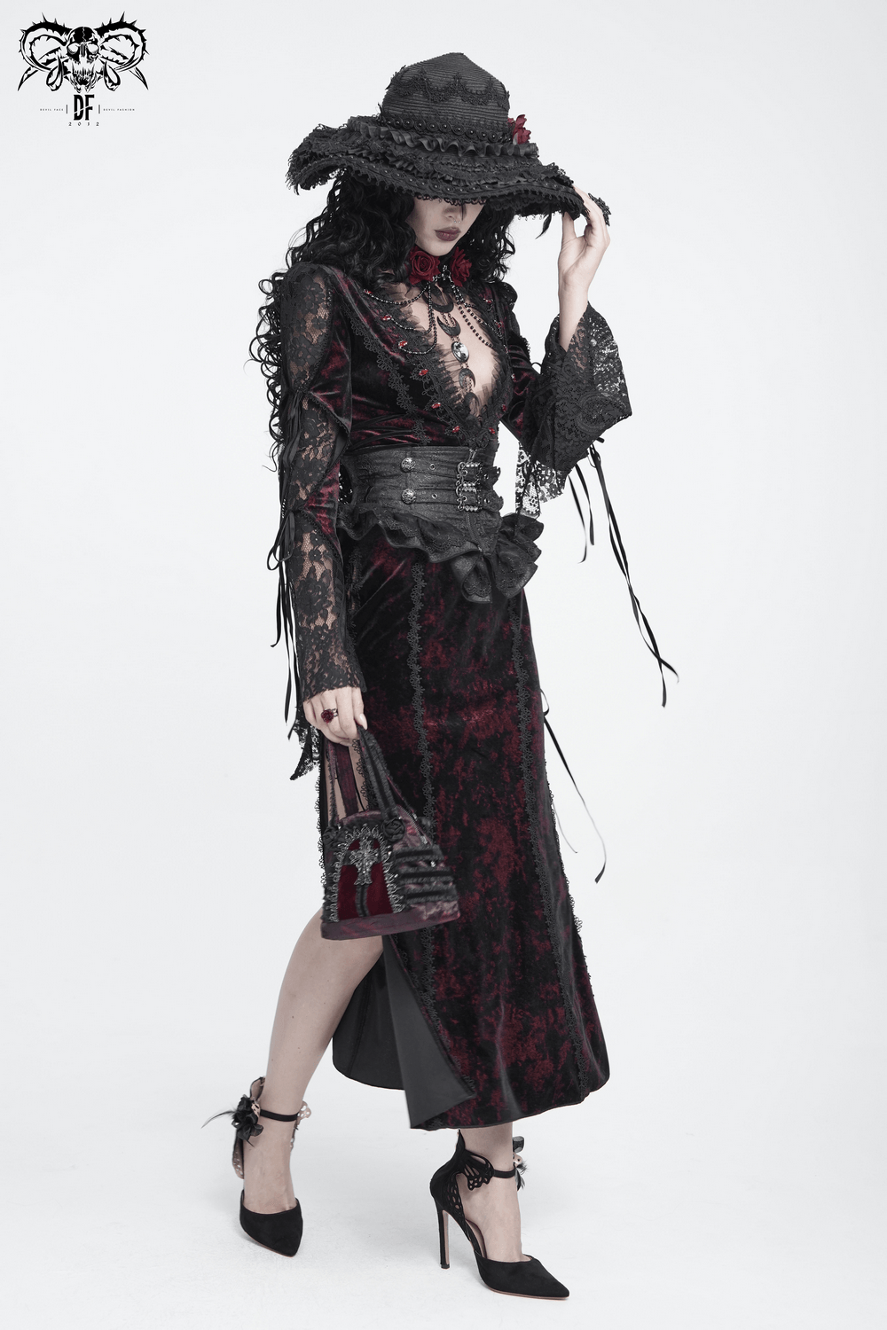 Gothic Ruffle Cross Handbag