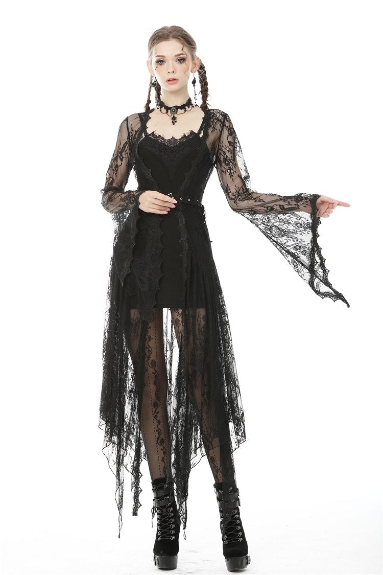 Delicate Laced Maxi Jacket With Belt