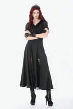 Panel Split Floral Net Maxi Skirt