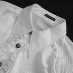 White Pinstripe Ruffle Shirt
