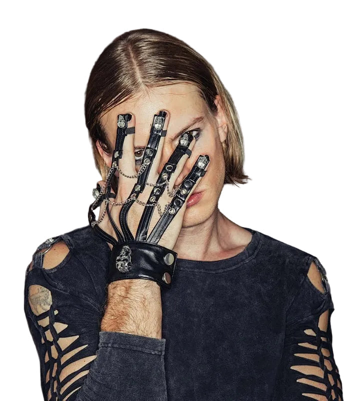 Men’s Skeleton Skull Chain Hand Claw Glove