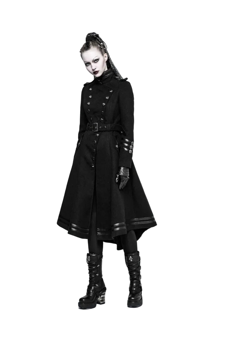 Women’s Military Uniform Belt Long Coat