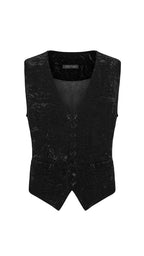 Black Crushed Velvet Waistcoat