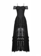 Romantic Lace Trail Bardot Strap Dress