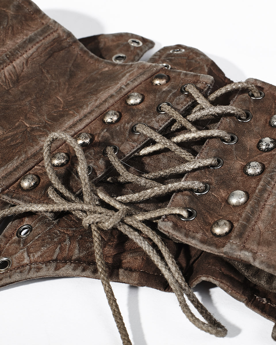 Brown Cinched Buckle Corset