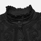 Embroidered Gothic High Neck Shirt Blouse
