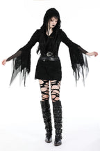 Shredded Whimsical Sleeve Hooded Jacket