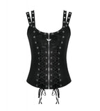Punk Eyelet Zip Lace Zip Tank Top