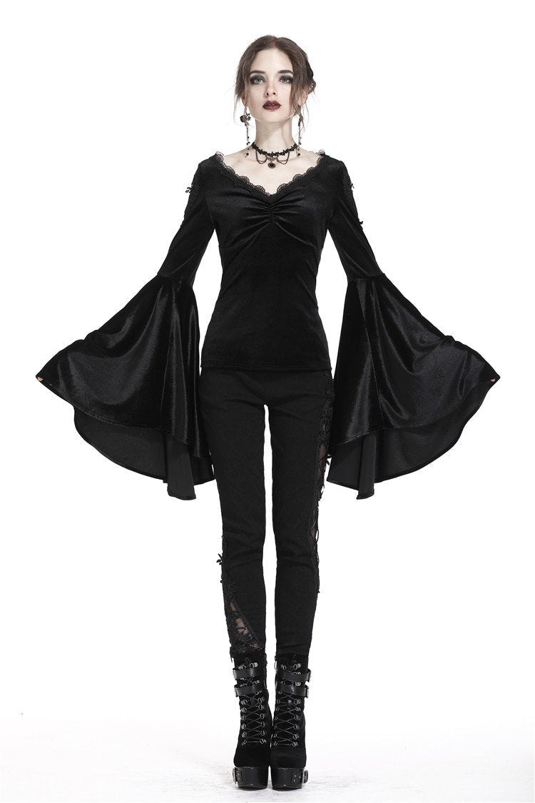 Velvet Big Bat Sleeve Blouse