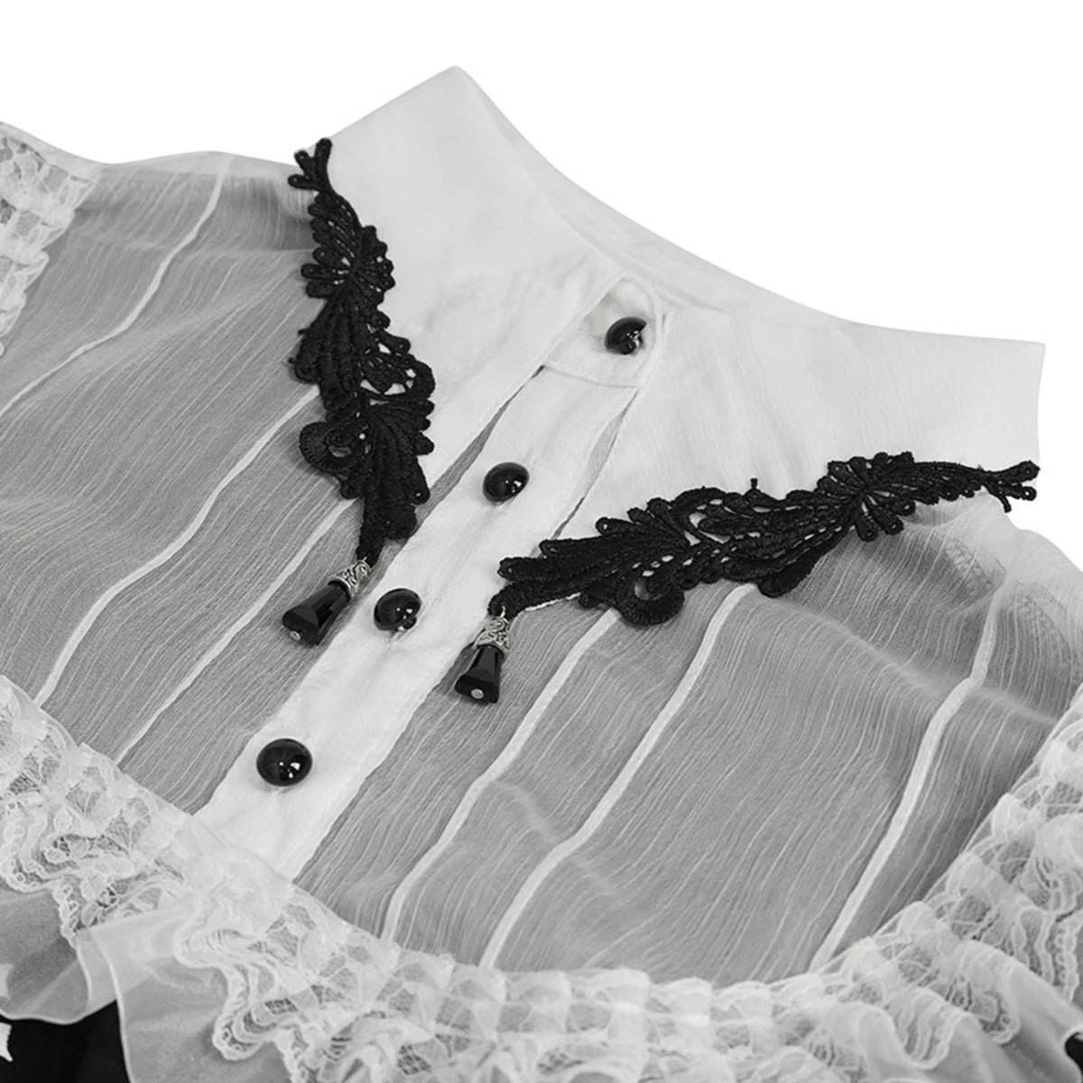 White Frill Crucifix Print Blouse