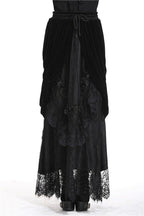 Princess Pleat Lace Velvet Maxi Skirt