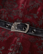 Red Alcazar Button Up Velvet Waistcoat