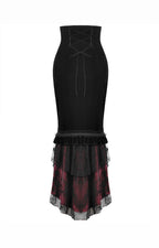 Velvet Layered Mermaid Red Pencil Skirt