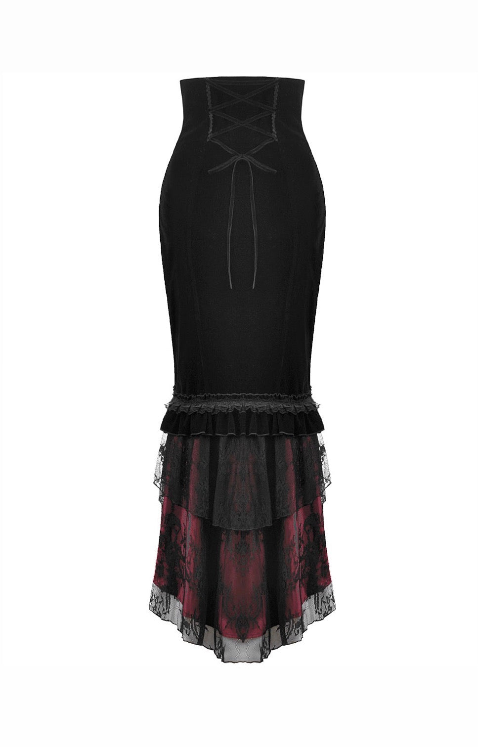 Velvet Layered Mermaid Red Pencil Skirt