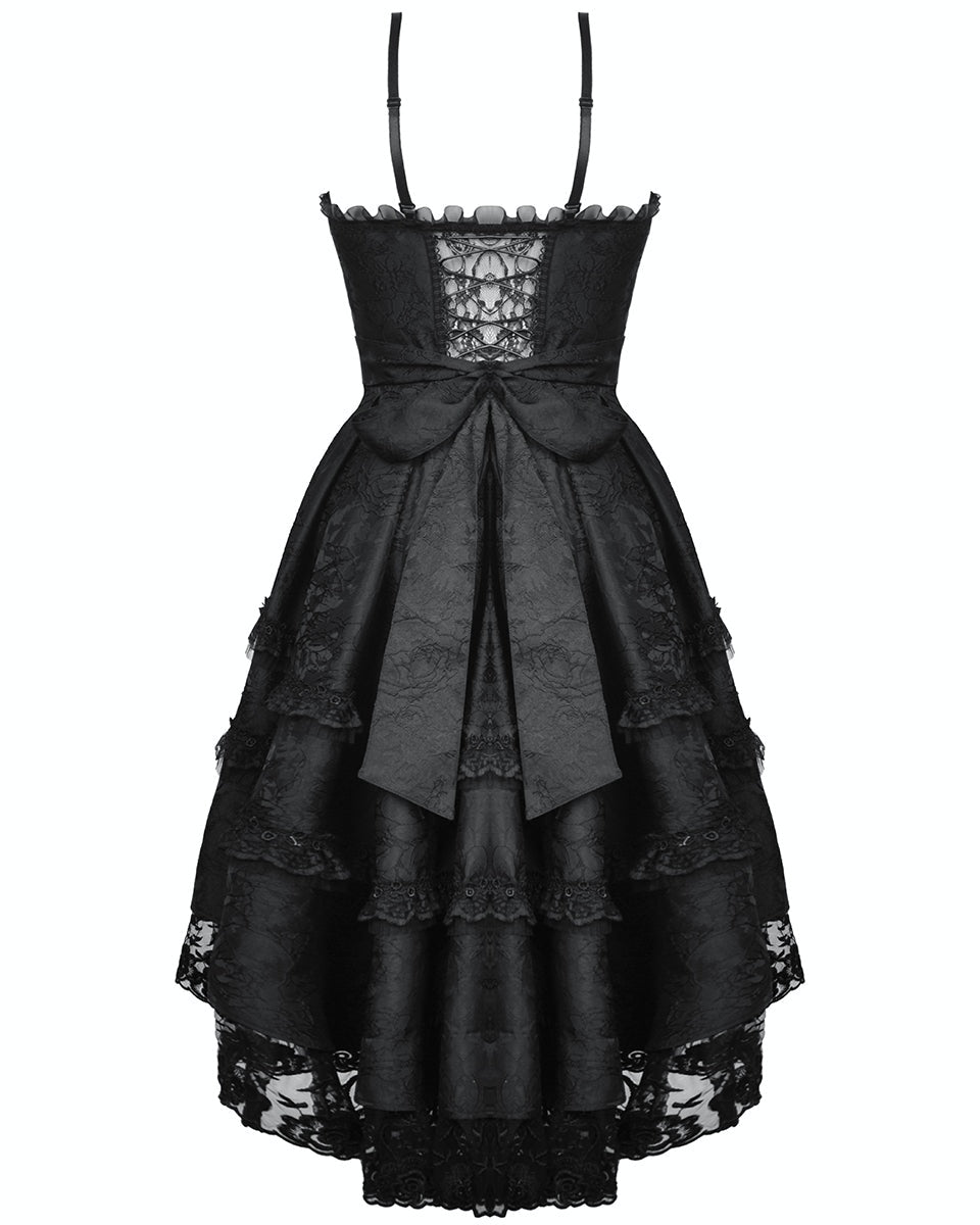 Pleated Frill Big Bow Prom Dress