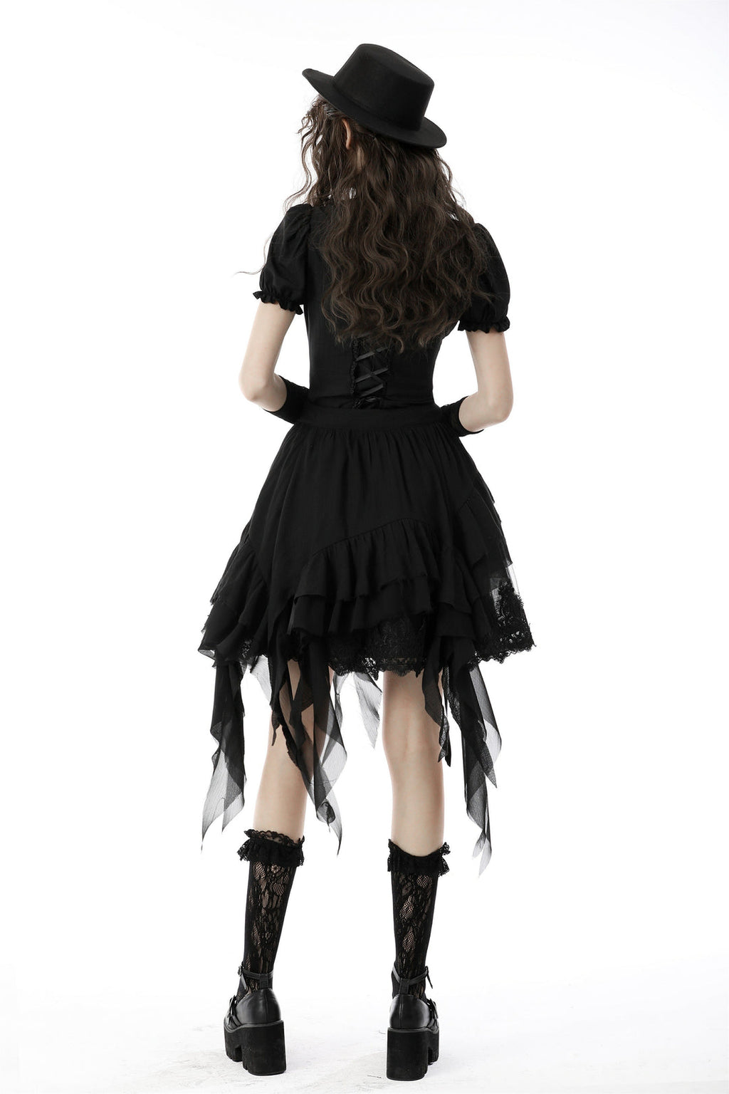 Ruffle Neckline Short Blouse