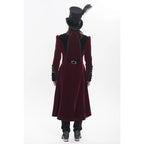 Big Buckle Zip Long Velvet Burgundy Jacket