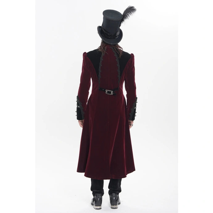 Big Buckle Zip Long Velvet Burgundy Jacket