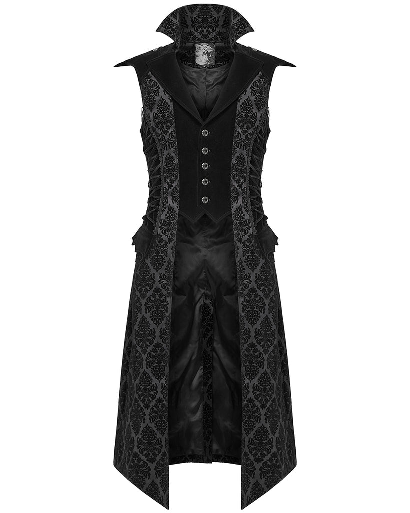 Long Flocked Velvet Waistcoat Jacket