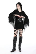 Shredded Whimsical Sleeve Hooded Jacket