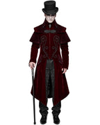 Cape Collar Crucifix Gothic Long Burgundy Coat