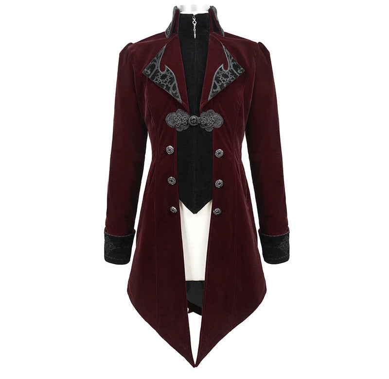 Burgundy Gothic Velvet Tailcoat
