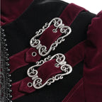 Big Buckle Zip Long Velvet Burgundy Jacket