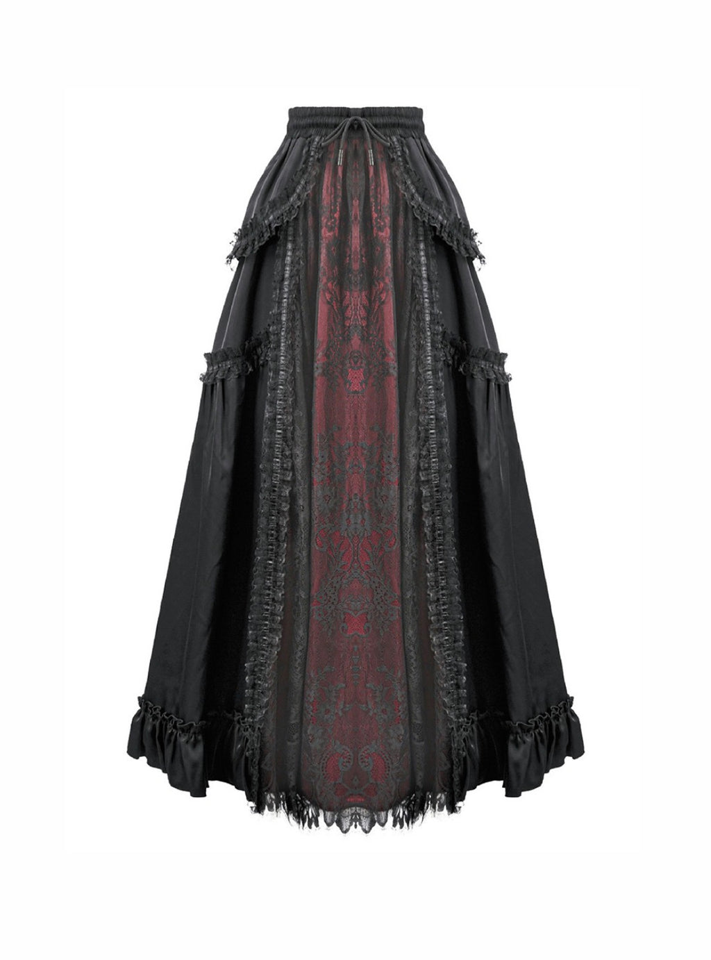 Classic Gothic Red Net Lace Skirt