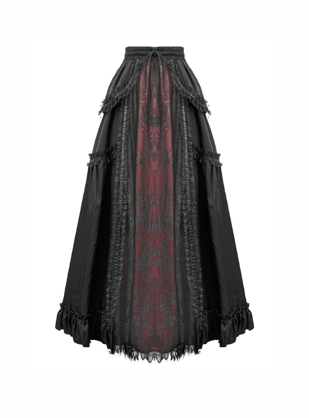 Classic Gothic Red Net Lace Skirt